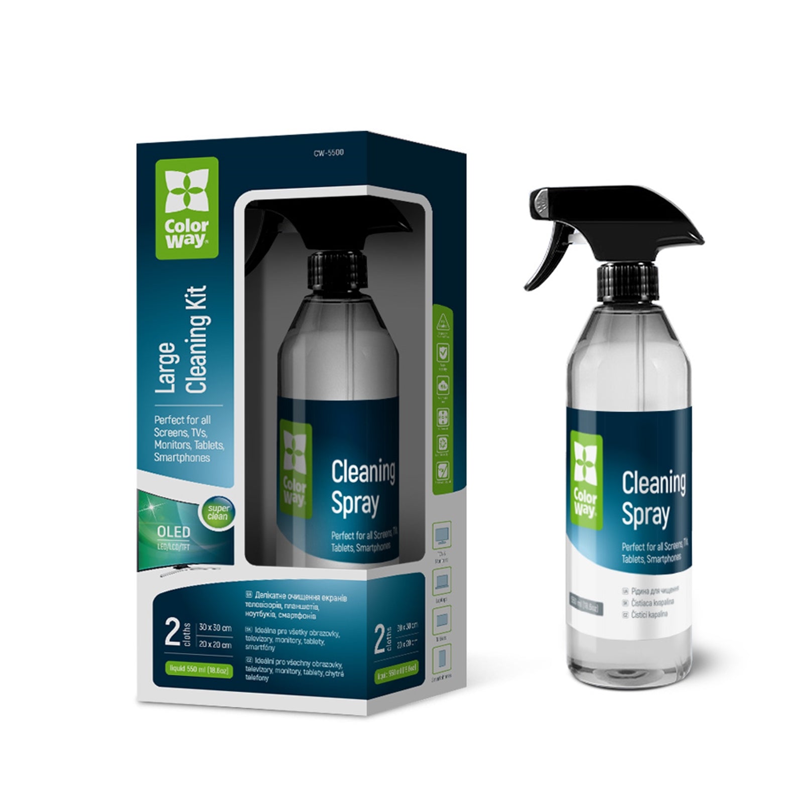 ColorWay 550ml Screen Cleaner Kit - Alcohol-Free, Anti-Static Spray ColorWay 550ml Screen Cleaner Kit - Alcohol-Free, Anti-Static Spray